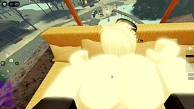 Lucky bacon fucks cute girl after teasing in Roblox