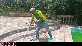 the pool guy cleaned my blonde pussy with his cock and came inside did he do a good job