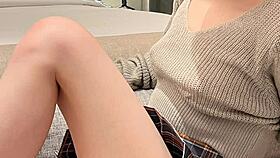 Look at this Japanese student in her micro mini skirt showing off her tits.