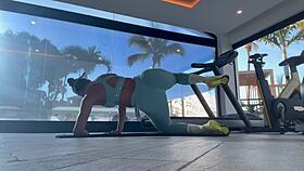 Fit teen 18+ in leggings fucks trainer after gym? Bubble butt action!