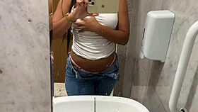 Latina Babe Masturbates In Mall Bathroom From Horniness