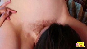 A redhead lesbian fucks a brunette with a strapon when her girlfriend leaves