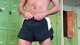 pervy guy strips down after workout and showers in the gym