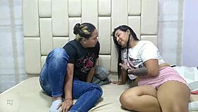 Two girls play bottle game and start licking pussies