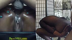 barstool anal orgasm makes ghetto girl pussy grool and drip