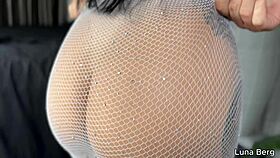 Her hands tied, eyes covered, pussy ravaged by two cocks