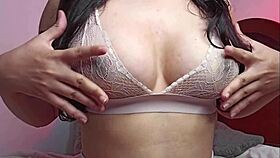 look at these horny big natural tits with erect nipples