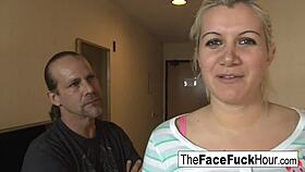 Hot blonde gets her face fucked roughly