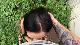 i'm the horny student giving blowjob behind garages