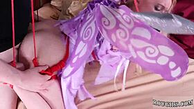 bdsm casting with extreme bondage and domination, teen bound in interview.