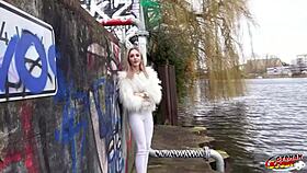 Skinny German Becky's first time in California casting in Berlin.