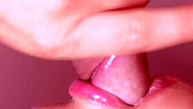 the pretty japanese girl feels so passionate during the close up blowjob.