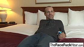 Hot blonde gets her face fucked roughly