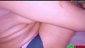 Ebony babe with big tits plays with her pussy for you to watch.