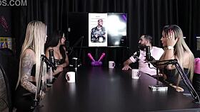 Tinder match leads to group sex with Juli Figueir� and Felipe Larrossa in sheer red lingerie.