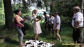 Wild German BBW MILF Joins Outdoor Blowbang And Fucking Orgy