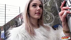 Skinny German Becky's first time in California casting in Berlin.