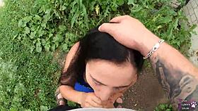 i'm the horny student giving blowjob behind garages