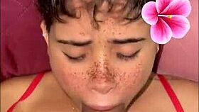 My stepsister comes in and gives me a handjob with her big tits.