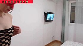 shanaxnow hot teasing in fishnet stockings with amazing body and trimmed pussy