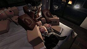 Mating season for two bunnys with big ass creampie threesome