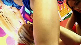 stacey saran, myla, and paige ashley fuck each other's pussies hard with toys!!