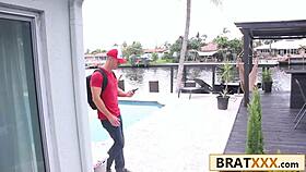 hunting that elusive tiny 18+ brunette with tattoo and big ass turns into hardcore missionary fucking