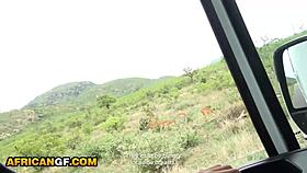 Hot african girlfriend pov sloppy road head throat fuck at safari 😈