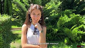 PUBLIC PICKUP - TEEN 18+ AGREED ON ROUGH GANGBANG FOR MONEY DOUBLE PENETRATION CREAMPIE