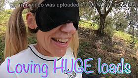 Outdoor handjob, cum in panties, feeling the jizz