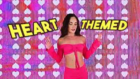 i try on love heart print lingerie with panties bra and thong, its so comfy