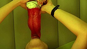 giant wolf roughly tongues male college student's mouth hole in intense solo session