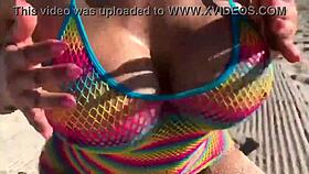 Blonde MILF With Big Tits On Beach