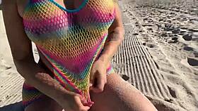 Blonde MILF With Big Tits On Beach