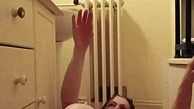 sexy slave in chains enjoys self-pleasure and orgasm