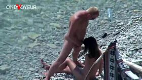 beach slut wife blows and fucks publicly 😈