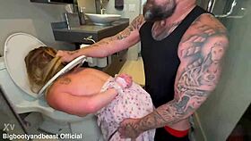 Blonde Made To Fuck Face First In Toilet Seat