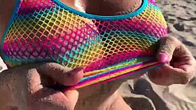 Blonde MILF With Big Tits On Beach