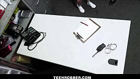 Petite brunette Reese Robbins gets a thorough strip search from the guard