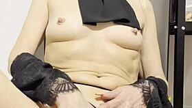 How does this dildo feel inside? she asks while masturbating to orgasm.