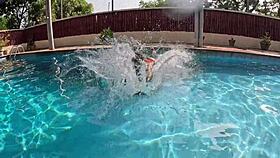 Fun at the pool as flower gets her pussy eaten