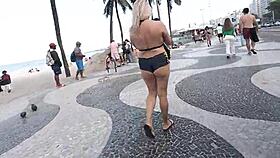 i walk in mini short on copacabana beach and guys stare at my sexy latina body