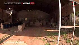 Sex in abandoned restaurant by the highway with dread hot