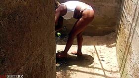 German Milf Bent Over Outdoor Gets Cumshot!