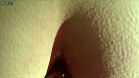 Spying on brunette bathing, guy in feminine clothing fucks her pear-shaped ass and buries cock in anus