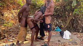 Outside encounter with this shy village girl