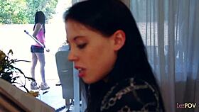 rough 3-way girl scene with spit and foot fetish