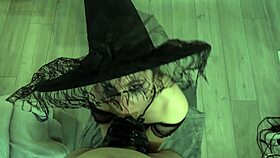 Sexy European Goth Witch Steals Cum For Her Halloween Potion!