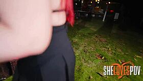 Christy's birthday bang! Camera captures trailer gangbang with big black cock