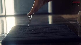 lady snow masturbates solo with golden shower.